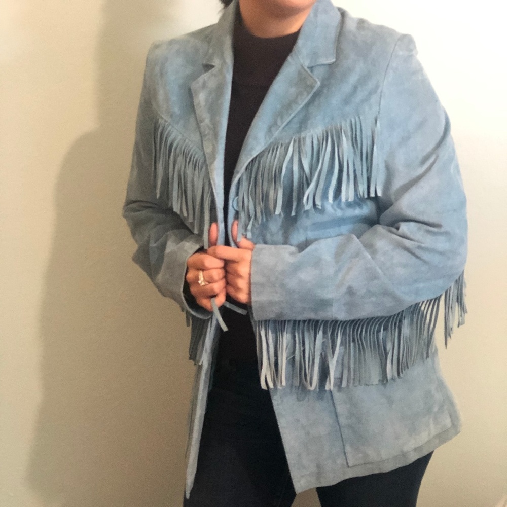 Denim & Co Suede Fringe Jacket